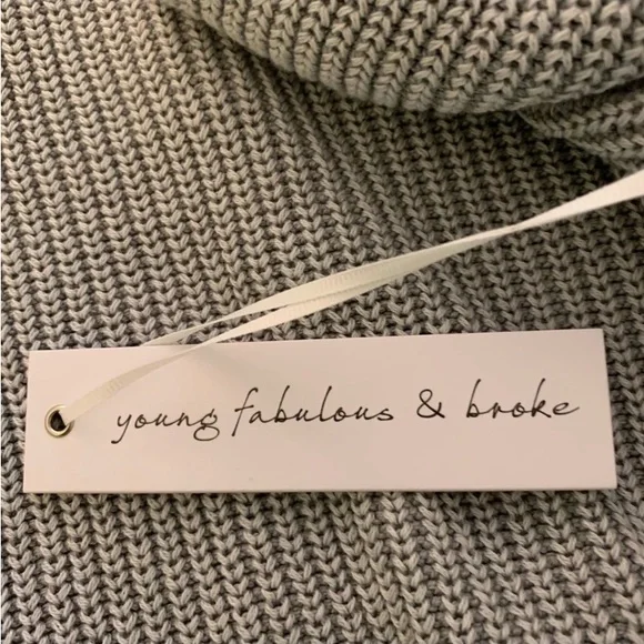 Young Fabulous & Broke Camron Grey Pullover Turtleneck Sweater Size M/L - Picture 7 of 8